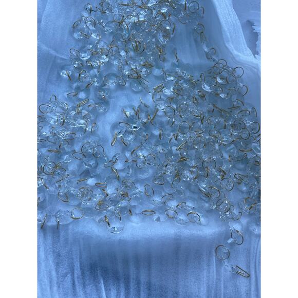 100cm Clear Crystal Bead Chain Garland, 14mm Octagon, Gold Ring - Picture 2 of 3